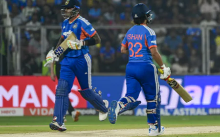 विशाखापत्तनम में किशन का 'शतक' और सूर्या का 'विश्व रिकॉर्ड': ईश सोढ़ी के एक ओवर में लगी बाउंड्री की झड़ी; भारत ने सीरीज में दबदबा बनाया
