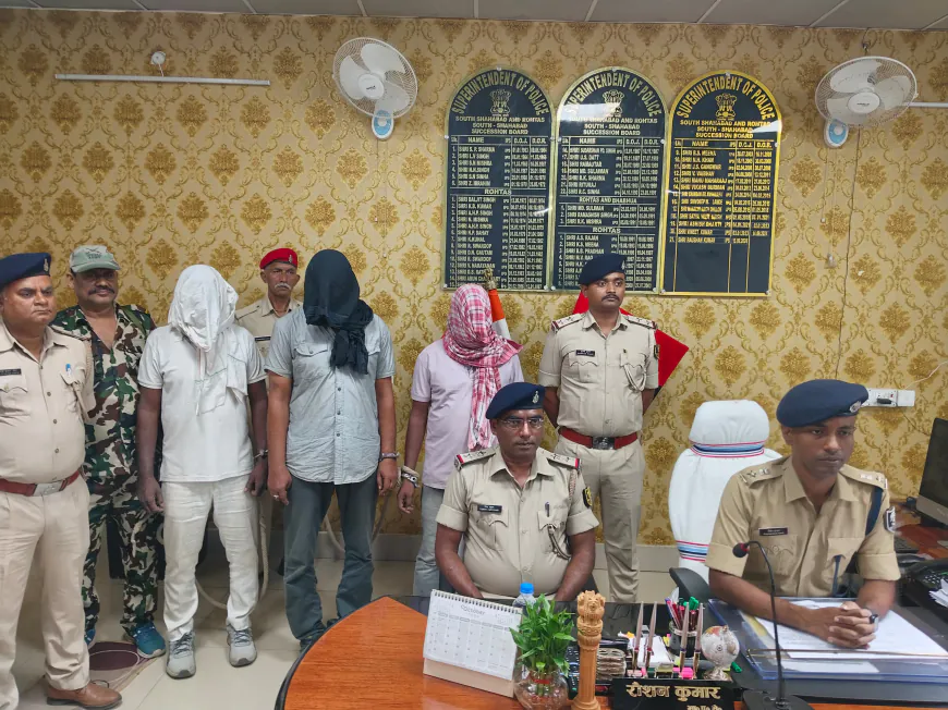 रोहतास पुलिस ने 23 किलो गांजा के साथ तीन तस्करों को किया गिरफ्तार