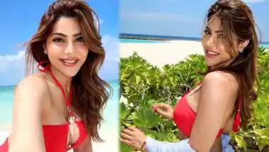 निक्की तंबोली का मालदीव में जलवा: बॉयफ्रेंड अरबाज संग रोमांटिक पल, रेड बिकिनी में बिखेरा हुस्न