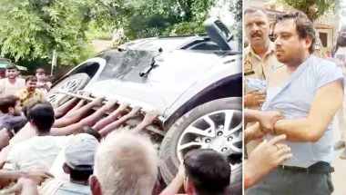 गाय की मौत के बाद भड़का गुस्सा, डॉक्टर को कार से उतारकर पीटा; बदायूं में हंगामे का वीडियो वायरल