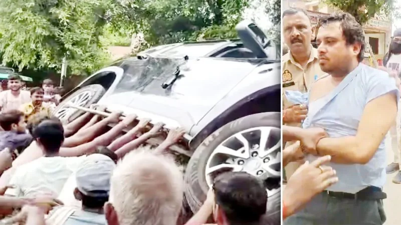 गाय की मौत के बाद भड़का गुस्सा, डॉक्टर को कार से उतारकर पीटा; बदायूं में हंगामे का वीडियो वायरल