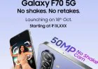 Samsung Galaxy F70 5G 18 अक्टूबर को होगा लॉन्च, जानें स्पेक्स